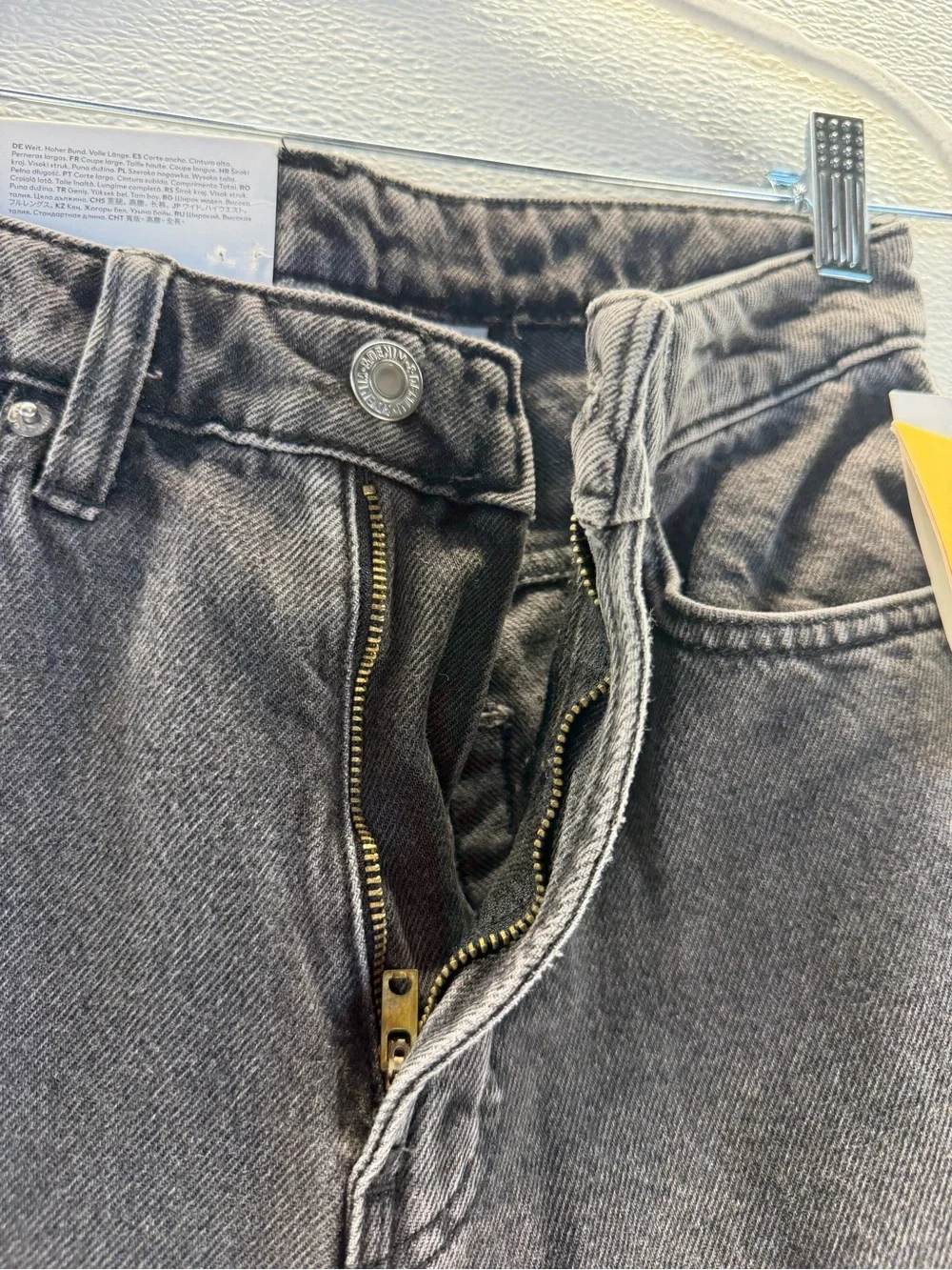 H&M Wide Leg High Waist Jeans‎ US 4 Gray Wash Full Length NWT